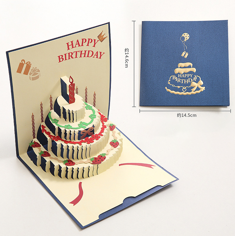 Feifeitech™ 3D Happy Birthday Card with Cake Design