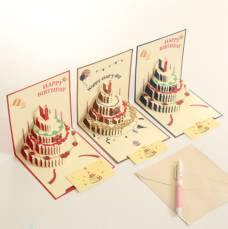 Feifeitech™ 3D Happy Birthday Card with Cake Design