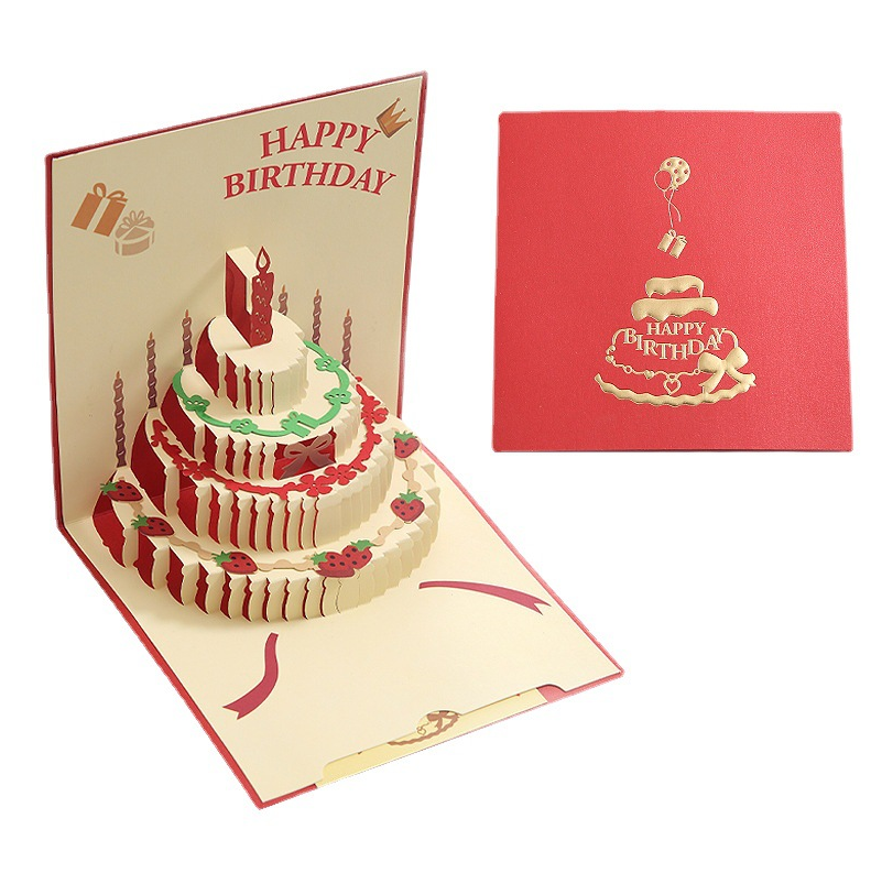 Feifeitech™ 3D Happy Birthday Card with Cake Design