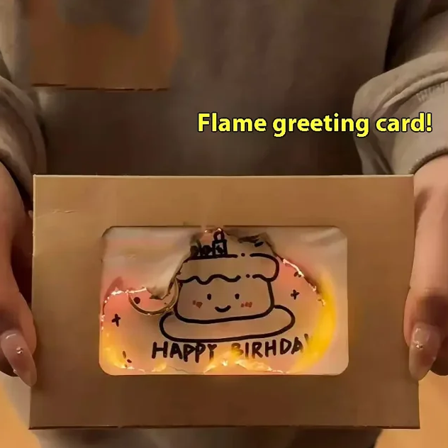 Feifeitech™ Birthday card with a burnt paper envelope