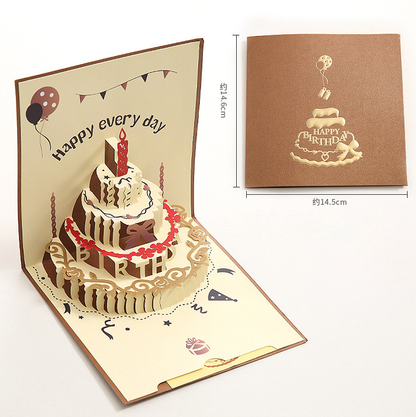 Feifeitech™ 3D Happy Birthday Card with Cake Design
