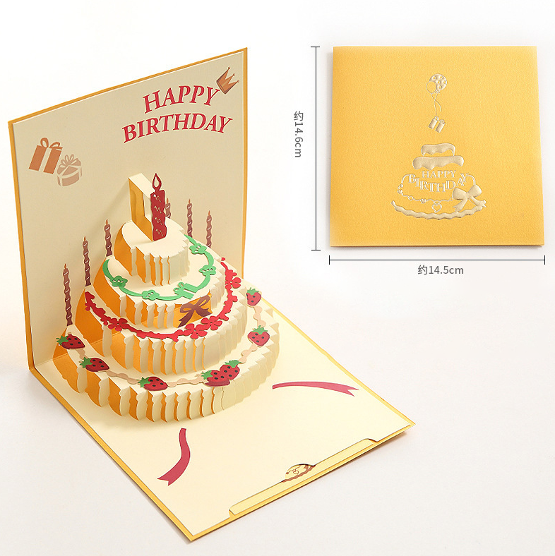 Feifeitech™ 3D Happy Birthday Card with Cake Design