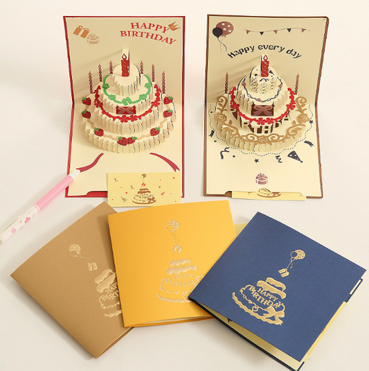 Feifeitech™ 3D Happy Birthday Card with Cake Design