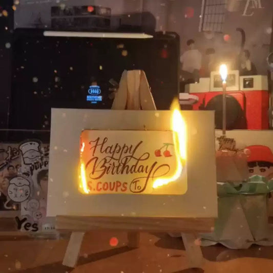 Feifeitech™ Birthday card with a burnt paper envelope