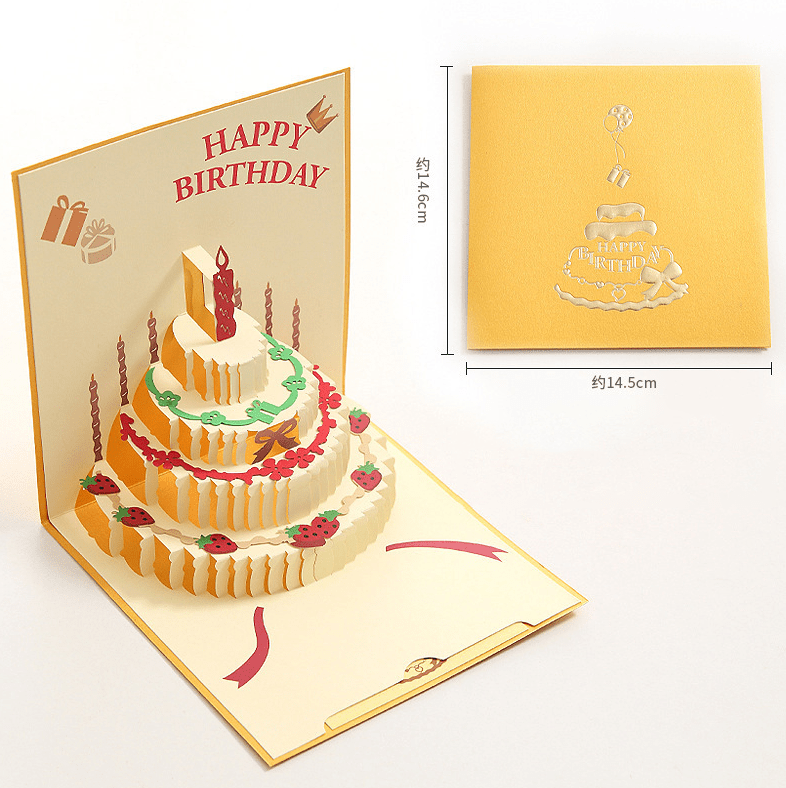 EmmaScribe 3D Happy Birthday Card with Cake Design - EmmaScribe