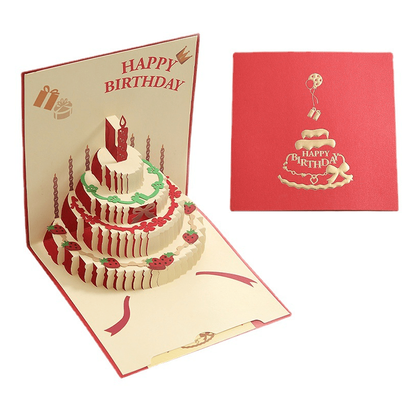EmmaScribe 3D Happy Birthday Card with Cake Design - EmmaScribe