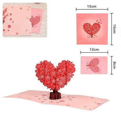 EmmaScribe 3D Heart - Shaped Tree Greeting Card - EmmaScribe