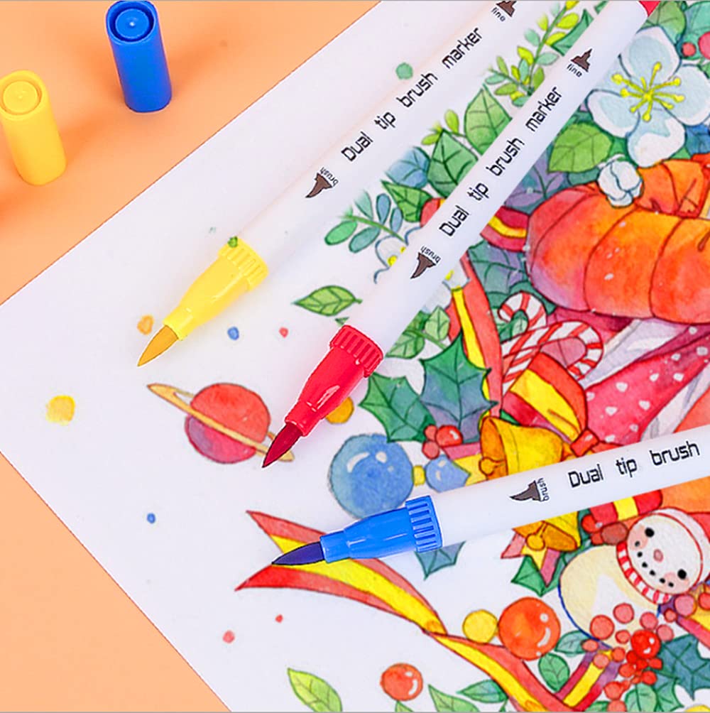 Emmascribe™ 60 Colours Watercolour Brush Pen Dual Pens Art Markers - EmmaScribe