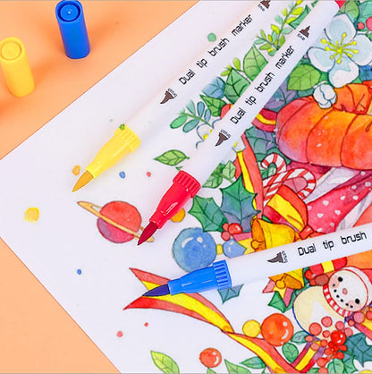 Emmascribe™ 60 Colours Watercolour Brush Pen Dual Pens Art Markers - EmmaScribe