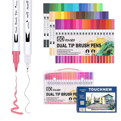 Emmascribe™ 60 Colours Watercolour Brush Pen Dual Pens Art Markers - EmmaScribe