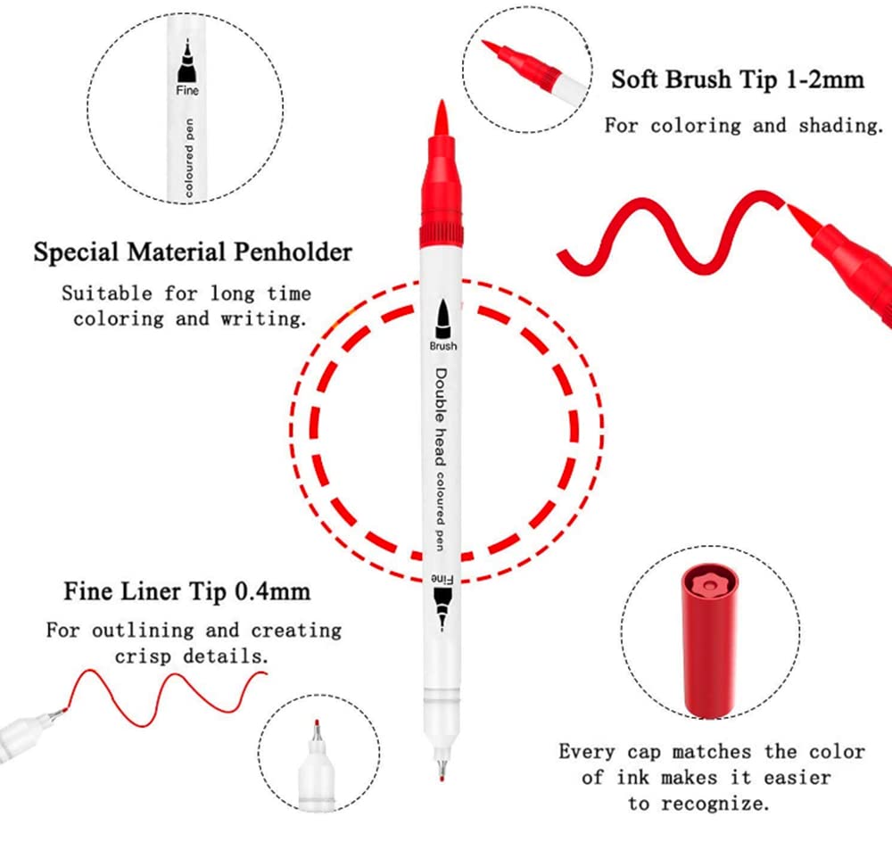 Emmascribe™ 60 Colours Watercolour Brush Pen Dual Pens Art Markers - EmmaScribe