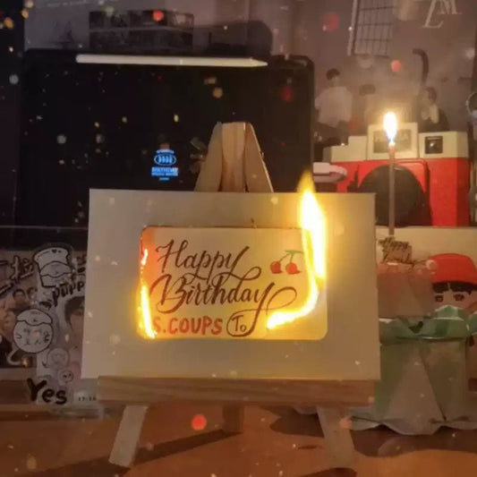 EmmaScribe Birthday card with a burnt paper envelope - EmmaScribe