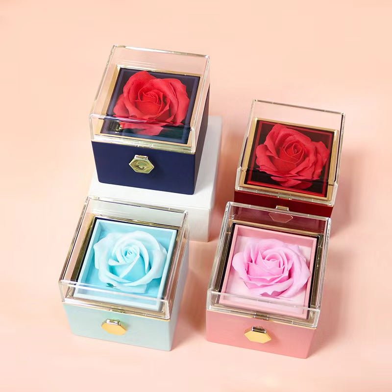 EmmaScribe Preserved Flower Rotating Surprise Gift Box - EmmaScribe